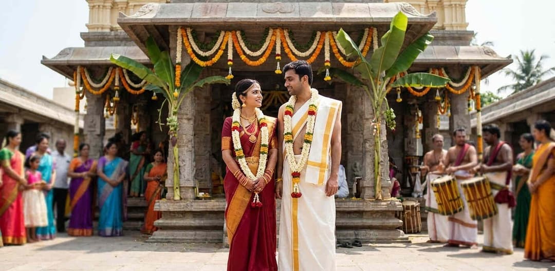 Bride and groom pose